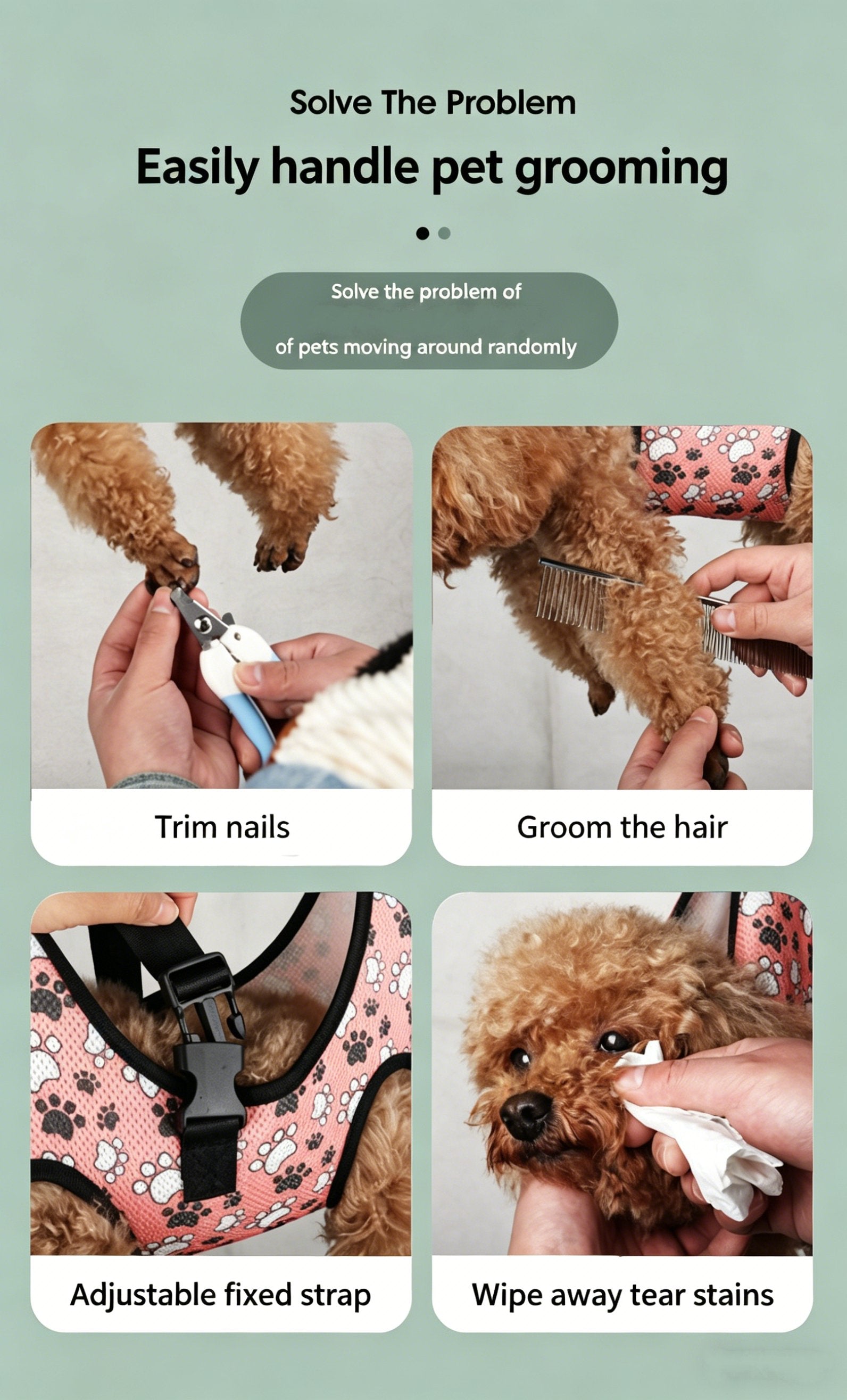 Pet Grooming Hammock Helper - Durable & Breathable Sling for Dogs & Cats, for Nail Trimming, Bathing, Grooming & Medication