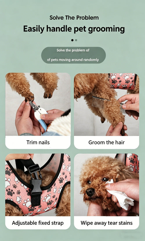 Pet Grooming Hammock Helper - Durable & Breathable Sling for Dogs & Cats, for Nail Trimming, Bathing, Grooming & Medication